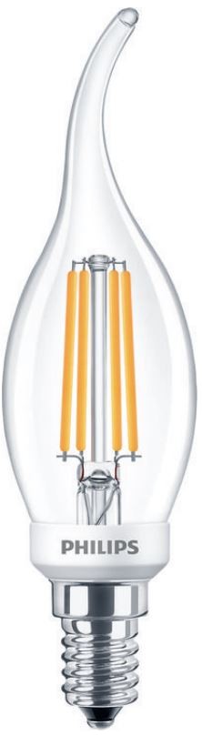 Philips LED Classic Filament Candle 4.5W=40W, Flametip, E14, Dimmable