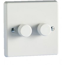 Varilight V-Pro 2 Gang 100W/Gang 2 Way Silent LED Dimmer Switch - White