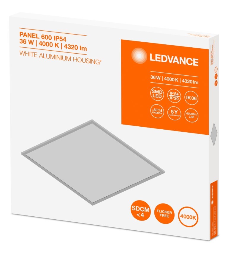 LEDVance GEN2 Panel, 600mm x 600mm, 36W, IP54-Rated, 4000K, 5yrs